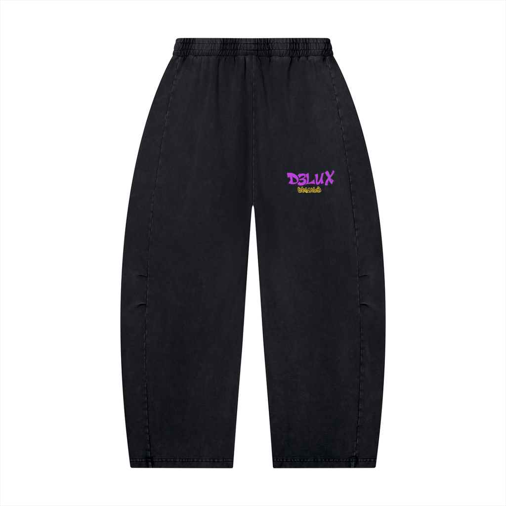 Unisex Mineral Wash Barrel Leg Pants