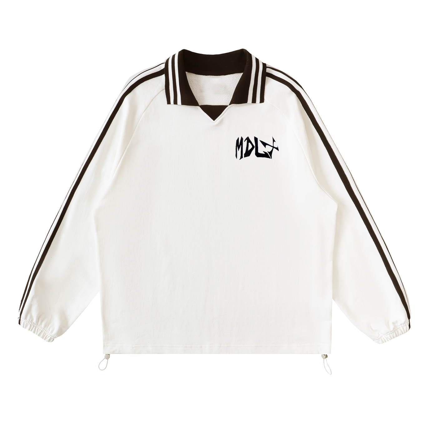 Contrast Striped Lapel Collar Sweatshirt