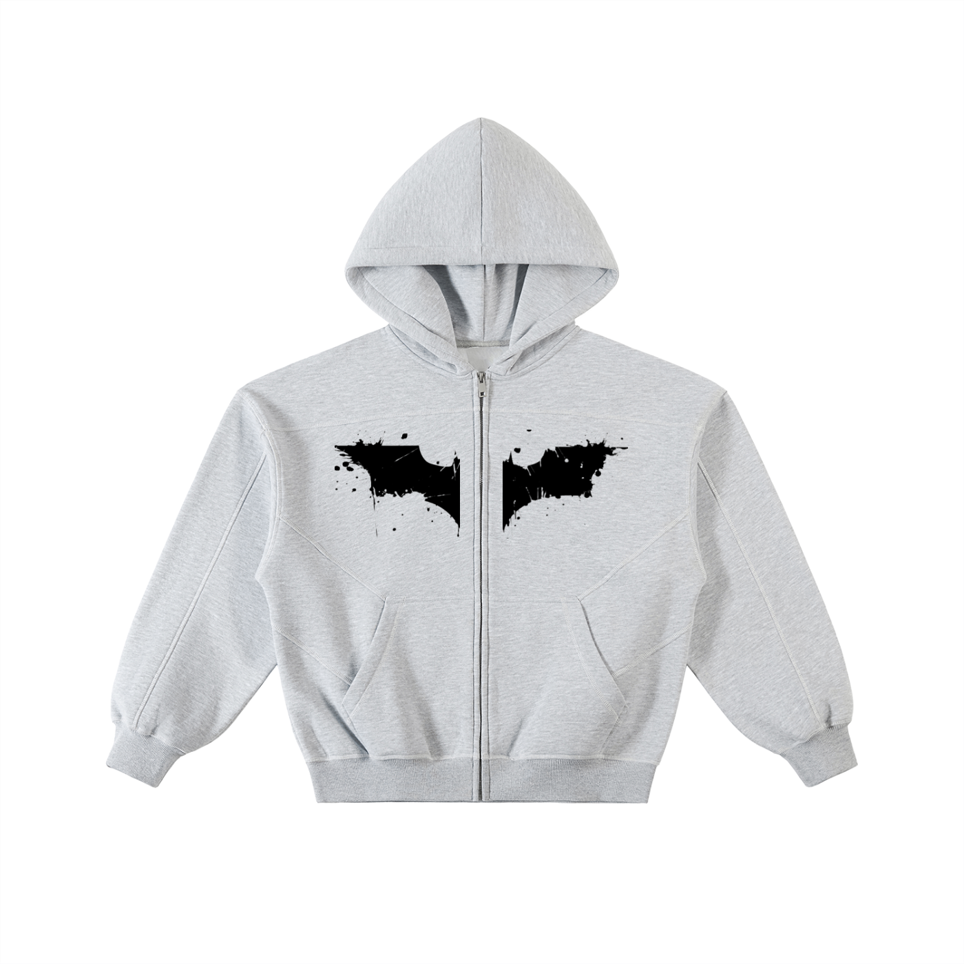 Contrast-Stitched Boxy Fleece Zip Hoodie