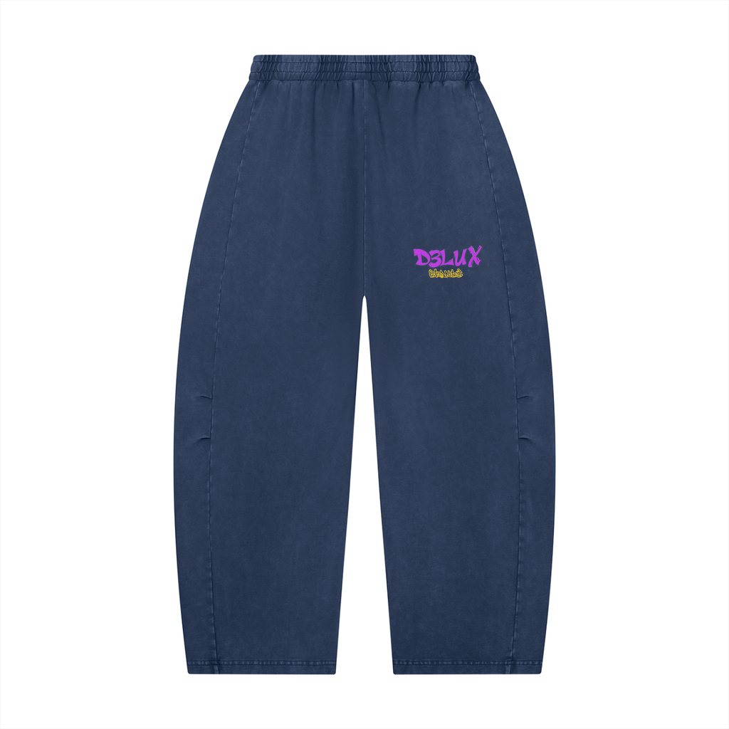 Unisex Mineral Wash Barrel Leg Pants