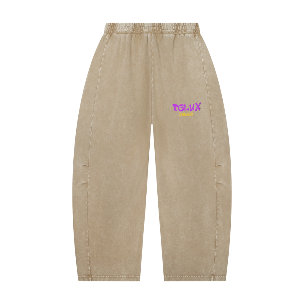 Unisex Mineral Wash Barrel Leg Pants